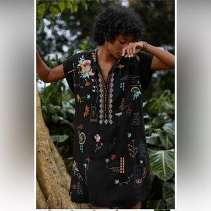 LEMONA DRESS Biya by Johnny Was Embroidered Cotton Black Dress Size Large